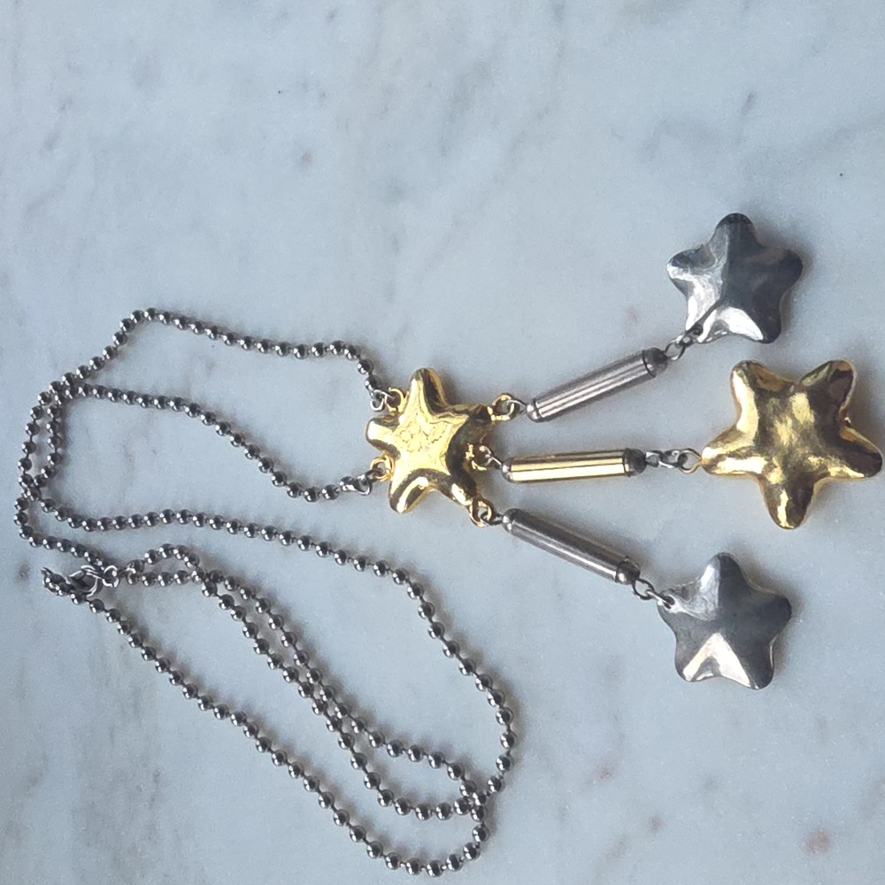 Vintage Y2K Mixed Metal Star Necklace"